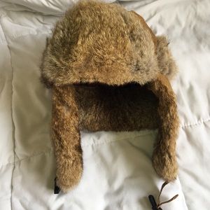Rabbit fur trapper hat